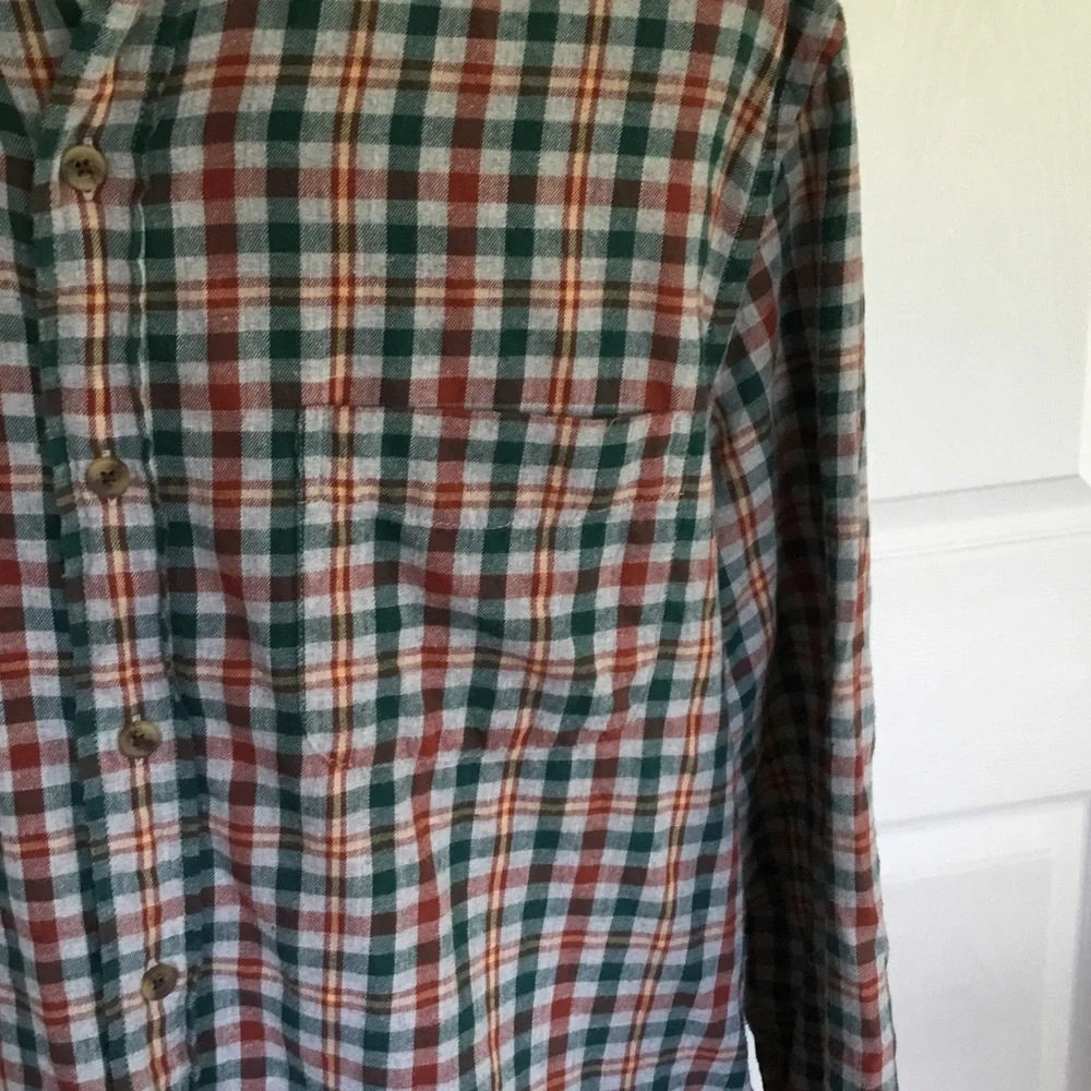 J. Crew Men's Plaid Button-Down Flannel Shirt‎ - Green Gray Red 90svibe
